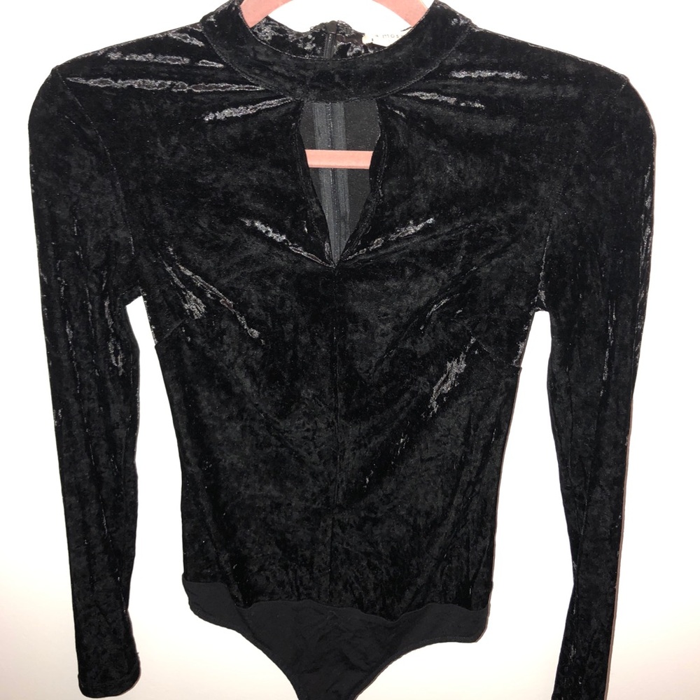 Black velvet long sleeve jumpsuit